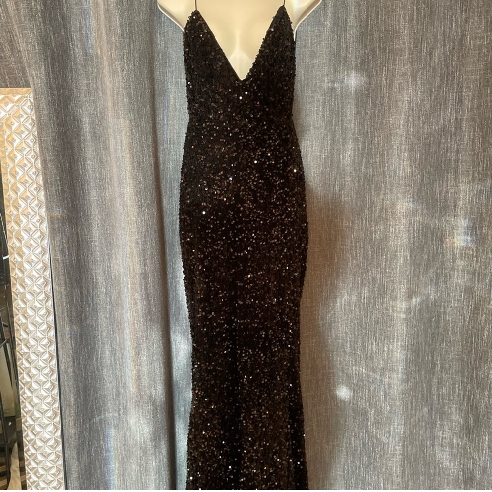 Elegant Black Sequin Evening Gown